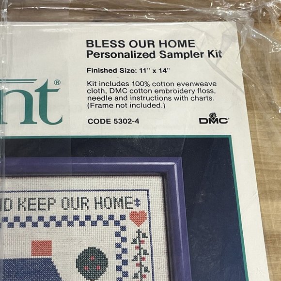 Current Cross Stitch Bless Our Home Sampler Kit 11x14 IN 5302-4 VTG 1987 - Picture 3 of 6